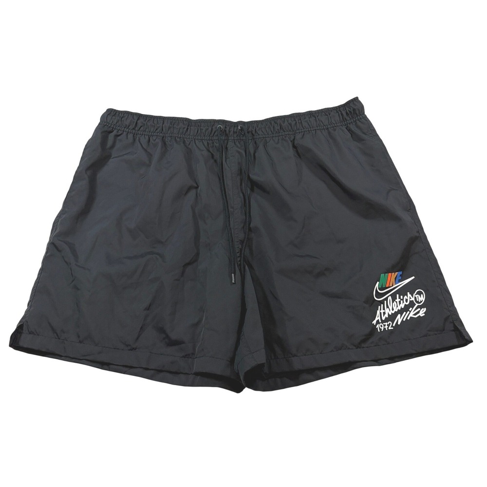 Nike Athletics 1972 Black Nylon Mesh Lined Shorts XXL Mens Drawstring Graphic